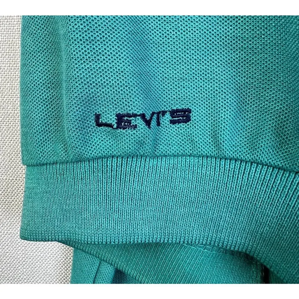 Vintage 80s Levi's Men's XL Polo Shirt - Retro Teal Green